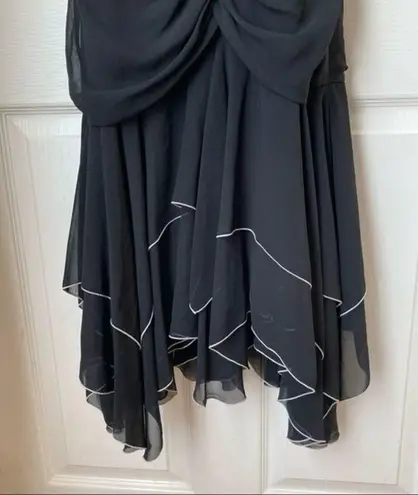 VINTAGE 1990s Goth Dress Ruched Ruffles Alt Y2K Black AGB Dress Size 10 Prom