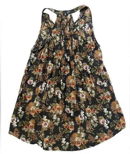 Ro & De  Floral Sleeveless Racerback Blouse with Pintuck Details