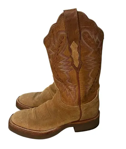Lucchese 2000 T4106 Brown Leather Suede Embroidered Western Cowgirl Boots 6B
