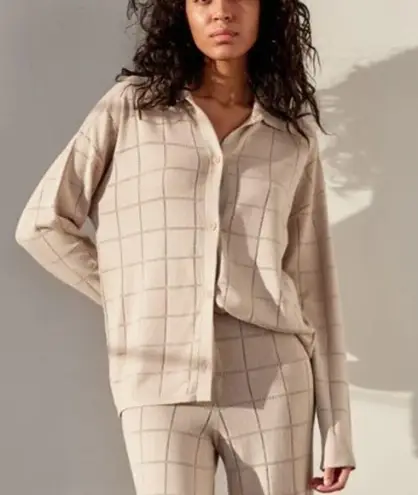 NAADAM Cotton Silk Grid Pointelle Sweater Sz. S