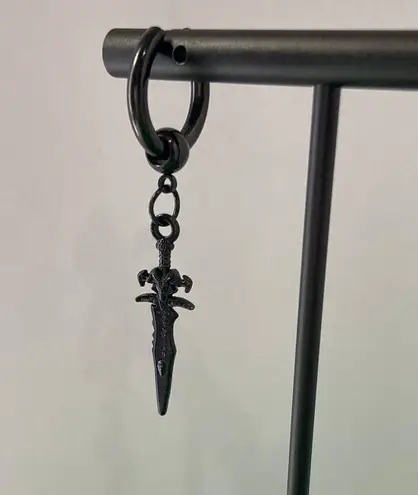 Titanium Steel Dagger Dangle Drop Earrings for Men Women,Punk Hip Hop Earrings Black
