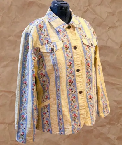 Denim & Co Vintage Yellow . Floral Jacket