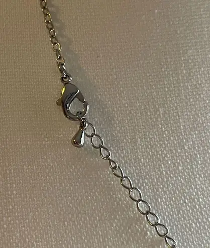 Silver Heart Pendant With Letter M Inside With Small White Stone Necklace