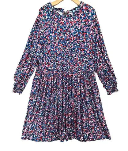 Draper James  Kitty Dress Womens 3XL Blue Multicolor Ditsy Floral Soft Stretchy