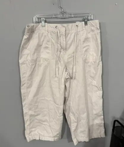 Vintage Covington White Capri Pants Women's Plus Size 16 Cotton & Spandex