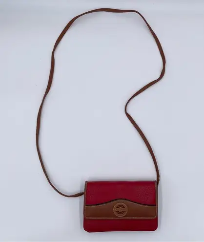 Michael Stevens Rugged Outland Leather Purse Red Brown Crossbody Mini Bag Wallet