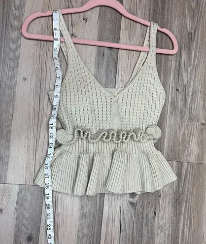 Boutique cream off white boho Ruffle Sweater Tank Top size small