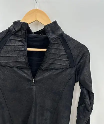 HPE Black Metallic Bronze 1/4 Zip Moto Jacket Pullover Textured Women Small