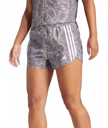 Adidas  Own the Run Excite Allover Print AEROREADY Shorts WONDER BEIGE 3" Large - Image 1