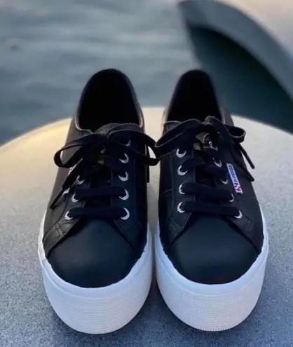 Superga Black Platform Shoes