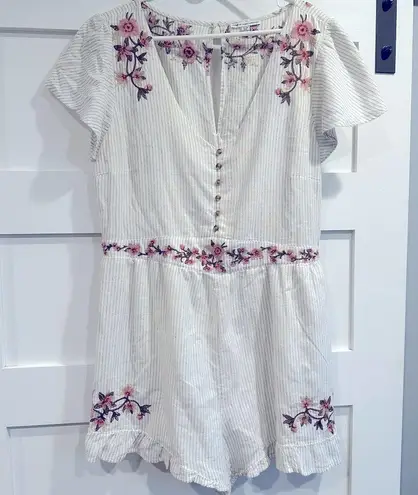 American Eagle  embroidered white romper