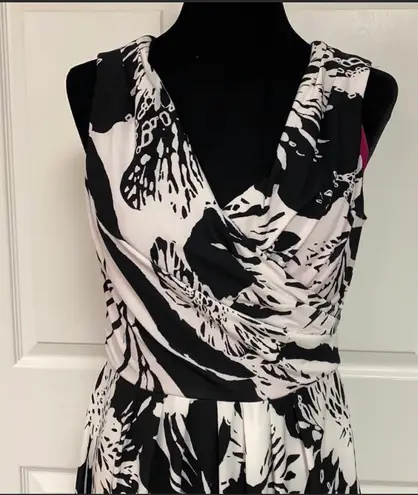 DR Collection Blk & white sleeveless long dress M