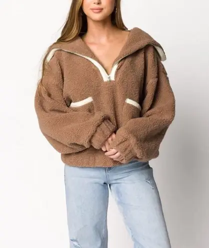 Prómesa Promesa Brown Teddy Jacket Plush Cozy Outerwear
