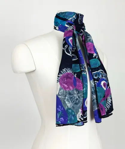 Vintage Abstract Printed Rectangular Fashion Scarf | Size 60” x 17” Purple