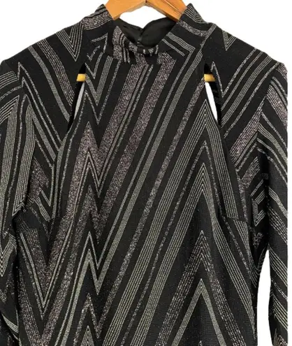 Enfocus Studio Women’s Black, Silver, and Lilac Shimmering Dress Size 6