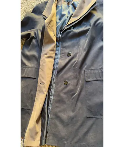 Gallery Vintage Black Brown Tan Trench Coat Medium Classic Long Overcoat Fall