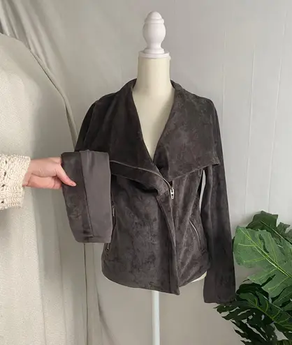 BLANK NYC Grey Velvet Zip Up Bomber Jacket