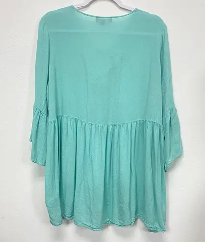 Suzanne Betro womens 100% rayon ¾ sleeve green top plus blouse size 2x