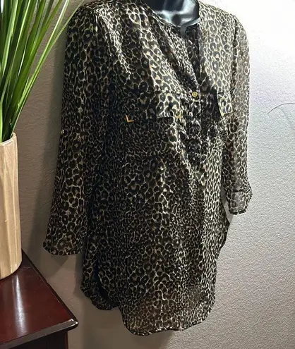 Wishful park #353  sheer animal printed adjustable sleeve top size small