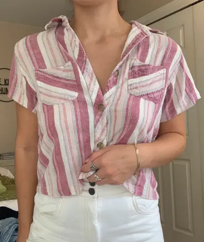 American Vintage Cropped Boho Striped Top 