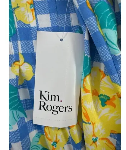 kim rogers  Women Top Sz L NEW w/Tags MSRP $47 Blue-Tiful Henley Knit CottageCore