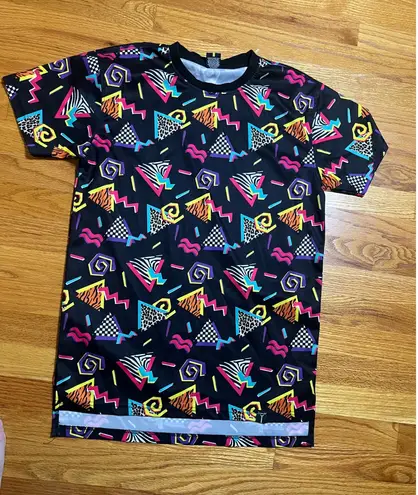 Screenshot 80s Retro Geometric Print Black Short Sleeve T