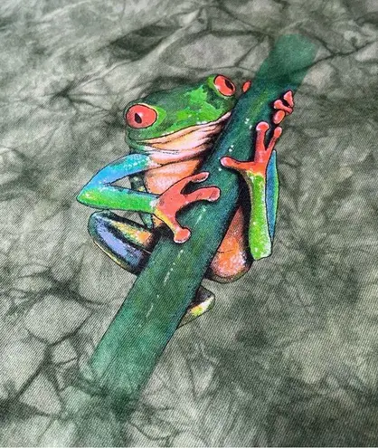 Vintage Costa Rica Tie Dye Green Tree Frog Graphic T