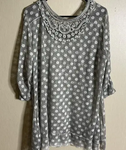 🟢SHW store Gray eyelet polka Swiss dot Women's Top tunic coverup NWT one size Size undefined