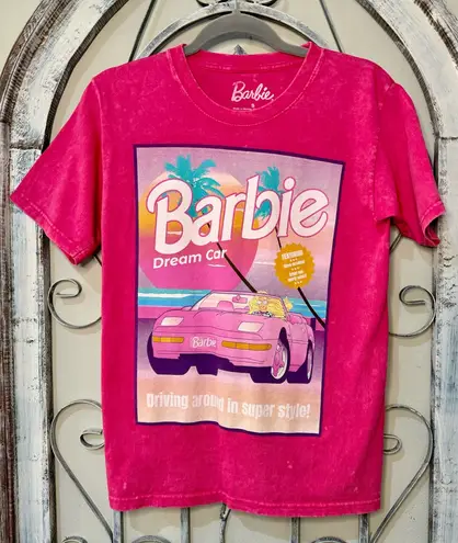 Hot Pink Acid Wash Barbie Dream Car Graphic Tee