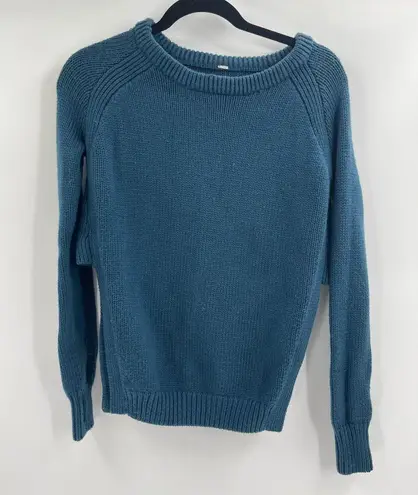 Lululemon  Yin To You Sweater Alberta Lake Blue Side Slits 100% Wool Size 2