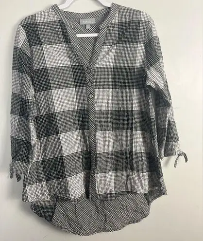 Habitat Clothes to Live In black/white plaid tunic size small gingham winter