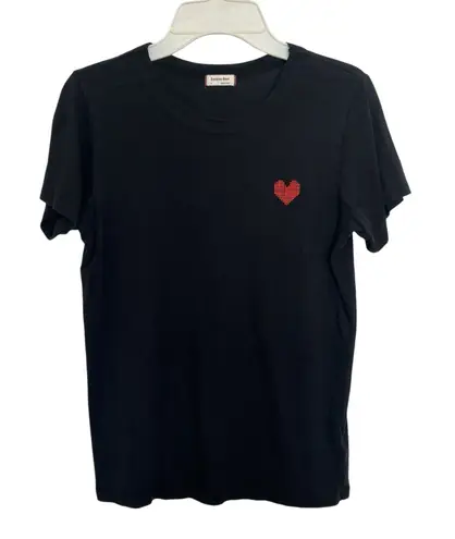 Aritzia Artizia Sunday Best Black T-Shirt Red Embroidered Heart Size Small Comfy - Image 1