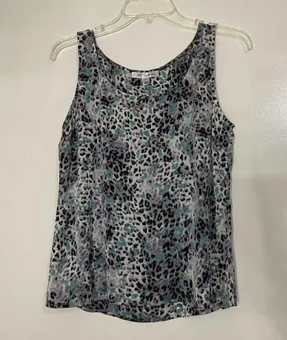 St. John Collection 2 piece tweed jacket silk shell tank leopard print set sz 6