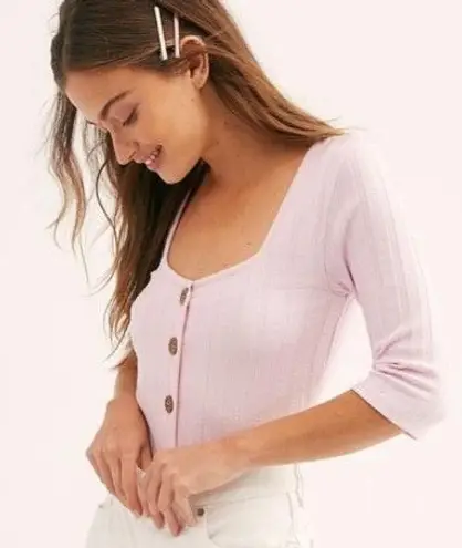 Free People Central Park Cardi Top in Blush Pink