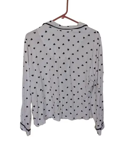 Kate Spade  Polka Dot Heart Bed Shirt Long Sleeve Comfy Size Medium M Pocket