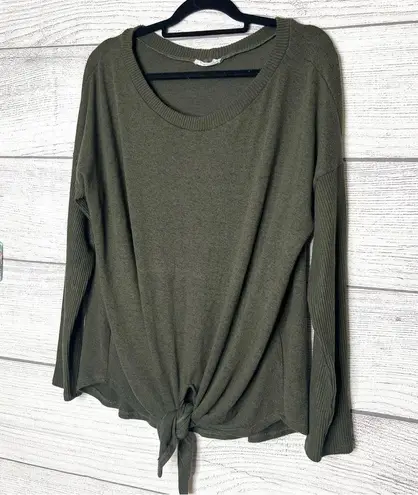 ee:some  Dark Green Long Sleeve Scoop Neck Tie Front Sweater Top Size XL