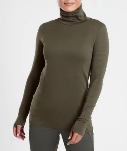 Athleta  Flurry Blizzard Seamless Ribbed Turtleneck Active Top Size M thumbnail 1