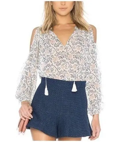 Ulla Johnson NWT Dunia Blouse Women’s Size 0 Cold Shoulder Silk Floral Ruffle