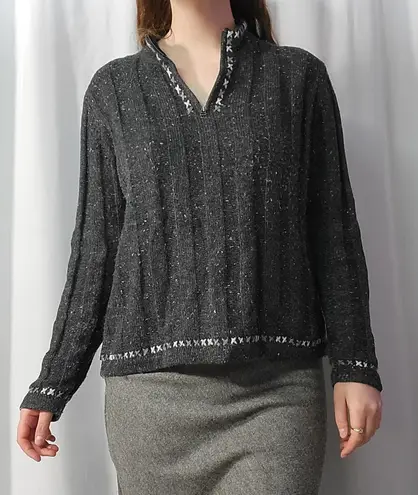 Woolrich Women's Size Small Grey Speckled Half Zip Pullover Sweater