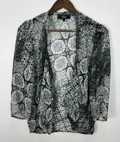 Status Chenault Sheer Open Front Kimono S Gray Boho Retro Art Deco Festival Top