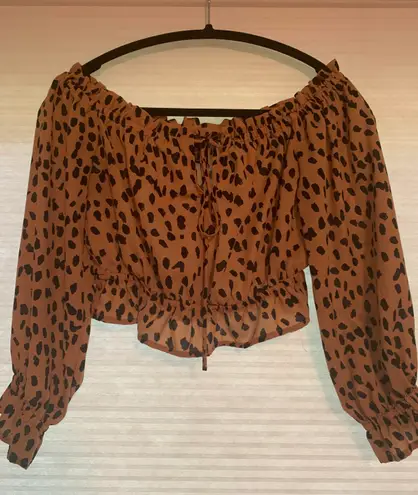 Forever 21 Animal Print Off The Shoulder Top