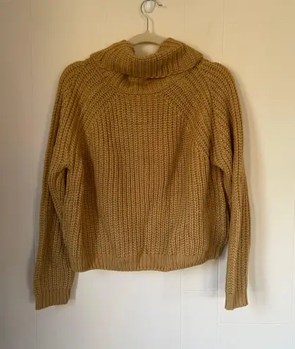 Moon & Madison cropped cowlneck knit sweater mustard yellow women’s sz Medium