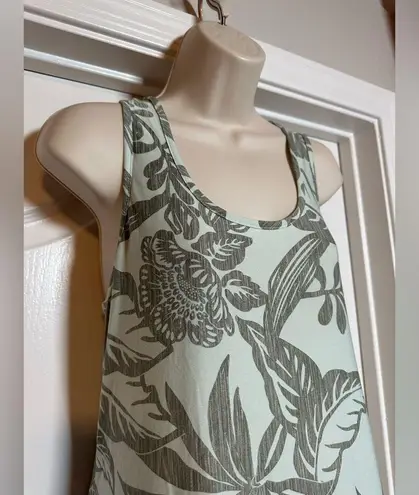 Vintage Gilligan & O’Malley Tropical Racerback Tank Top Midi Floral Casual Dress Green