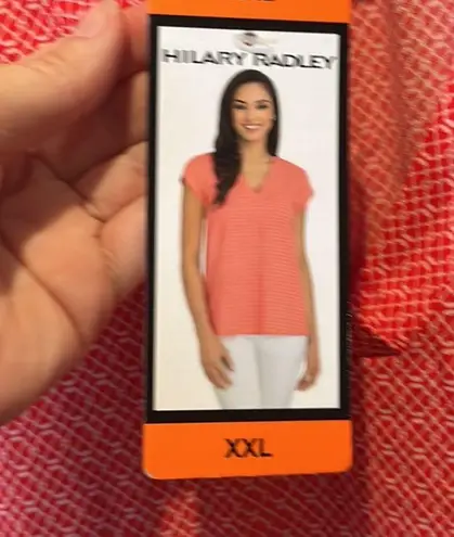 Hilary Radley New Women's V-Neck Short Sleeve Blouse Red Poppy Size XXL NWT