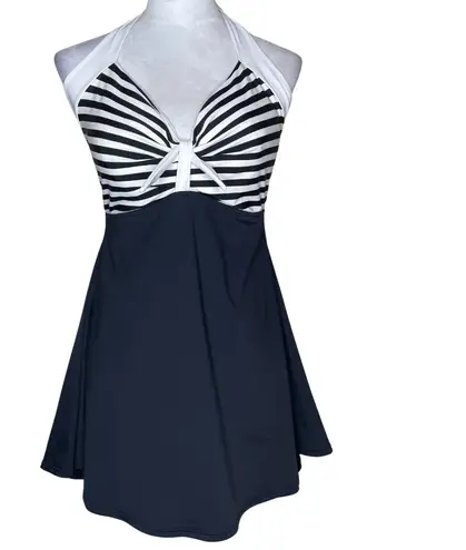 COCOSHIP Women's Vintage Sailor Pin Up Swimsuit Retro Skirtini One Piece 4XL