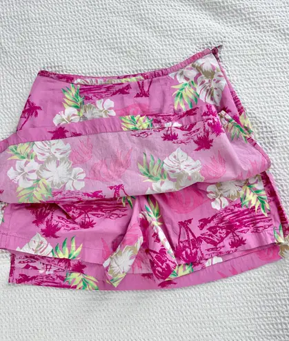 Hawaiian floral print pink skort