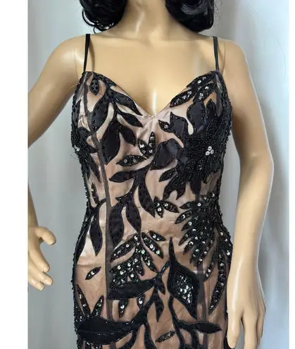 Dave and Johnny Black Gold Sequin Mermaid Gown - Size 1/2