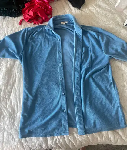 Nordstrom Terrycloth Blue Button Up