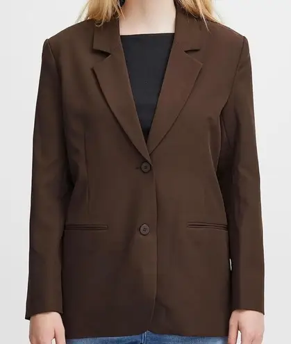 ICHI NWT Java Brown IHKATE SUS Oversized Button Loose Fit Blazer Medium