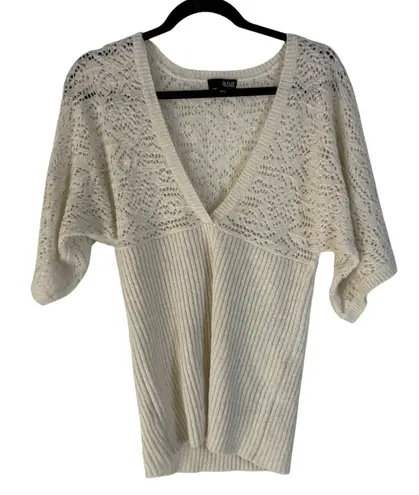 ANA Cream Lace Knit Dolman Sleeve V